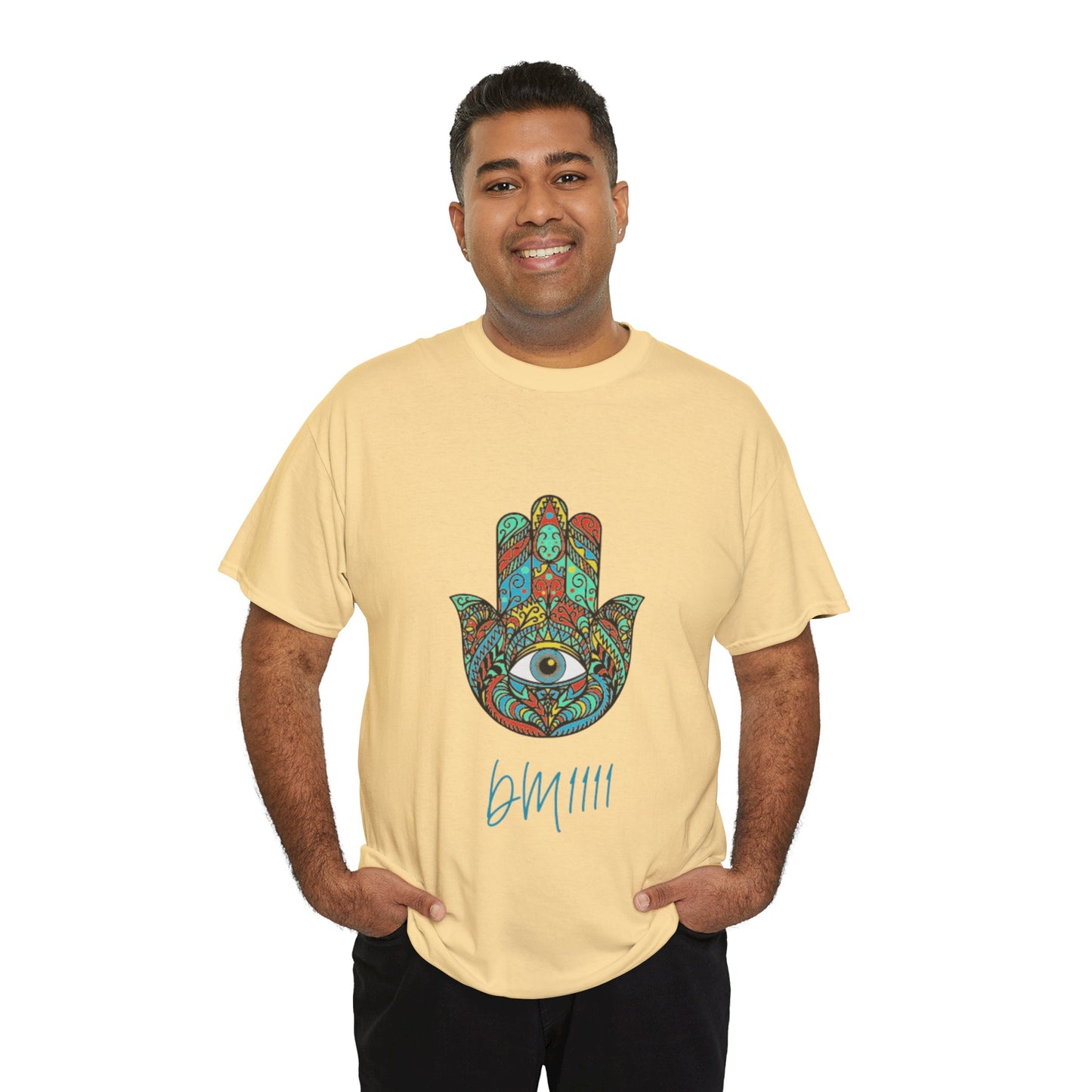 Green Hamsa Hand Eye DM1111 Unisex Heavy Cotton Tee