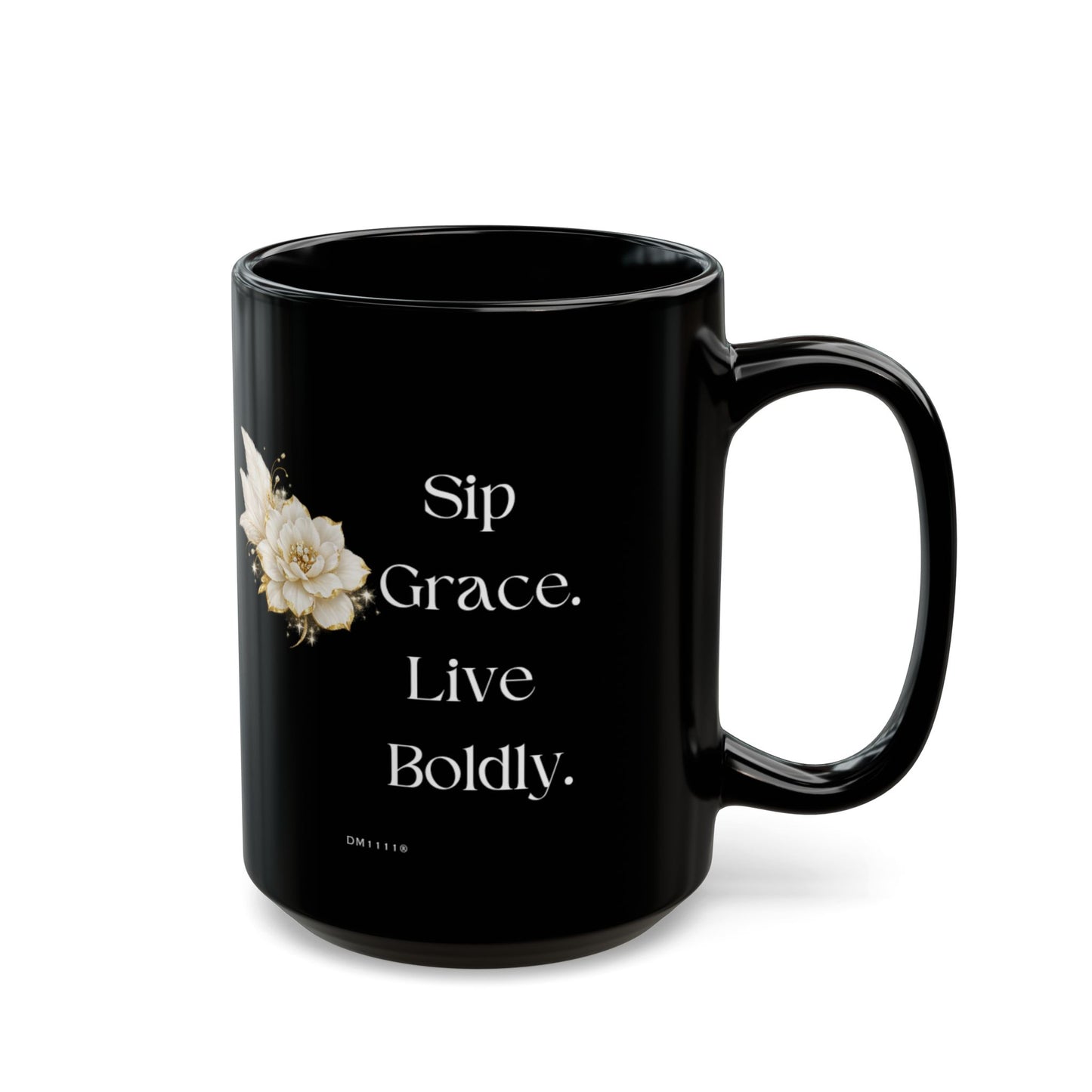 "Sip Grace. Live Boldly." Divine Faith mug (Black, 11oz/15oz)