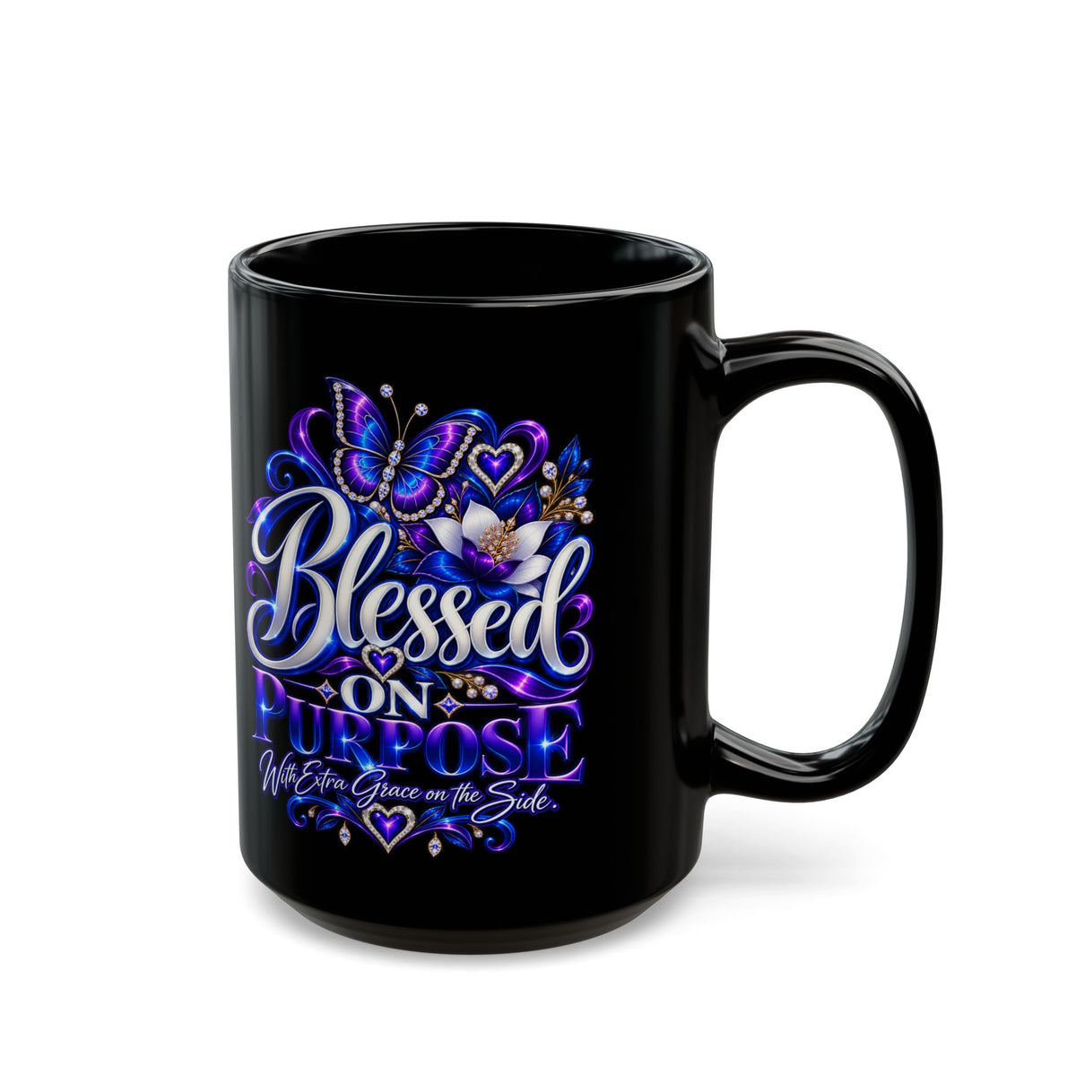 "Blessed On Purpose, DF" Divine Faith mug (Black, 11oz/15oz)