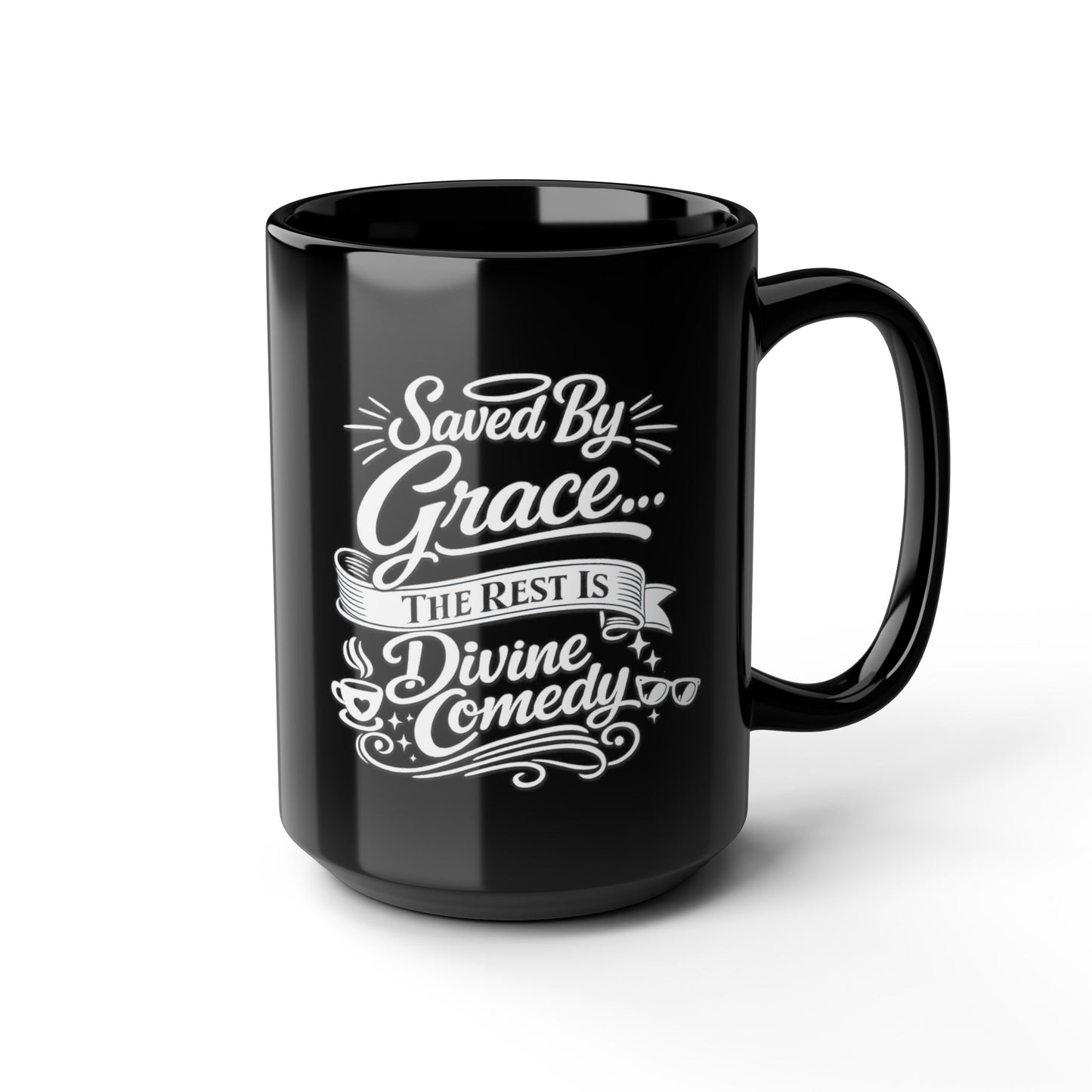 "Saved By Grace, DF" Divine Faith mug (Black, 11oz/15oz)