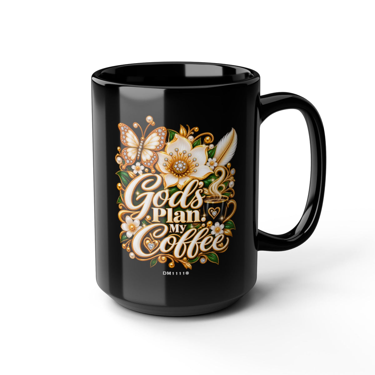 "God's Plan. My Coffee." Divine Faith mug (Black, 11oz/15oz)
