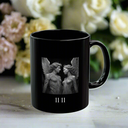 Angel 1111 Infinite Love DM1111 Black Mug (11oz, 15oz)