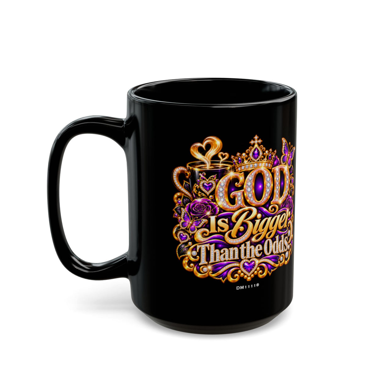 "God Is Bigger Than The Odds" Divine Faith mug (Black, 11oz/15oz)
