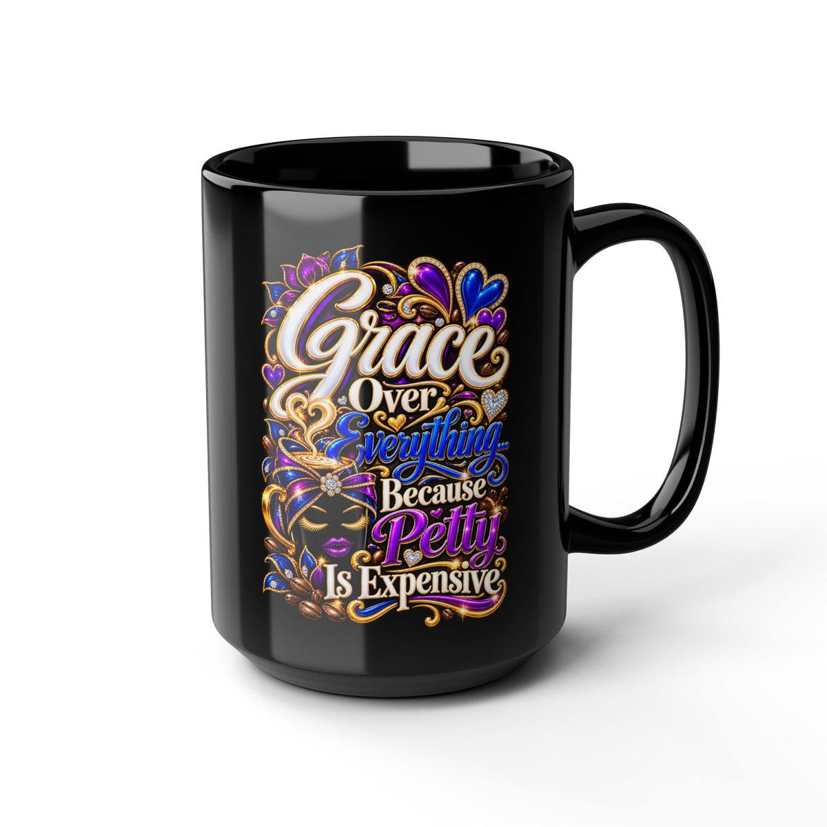 "Grace Over Everything, DF" Divine Faith mug (Black, 11oz/15oz)