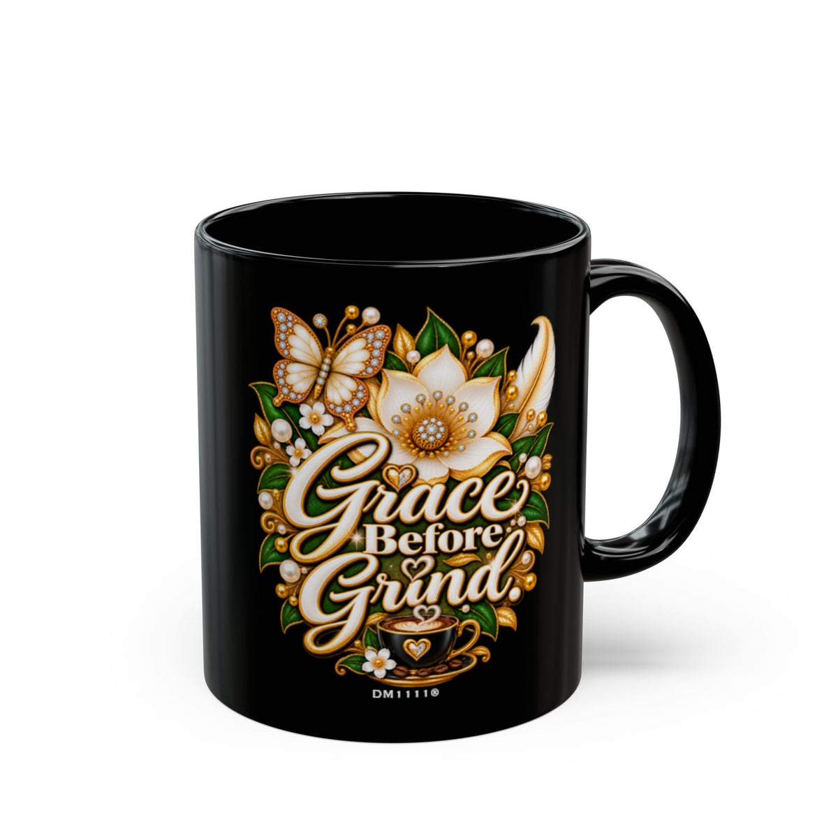 "Grace Before Grind" Divine Faith mug (Black, 11oz/15oz)