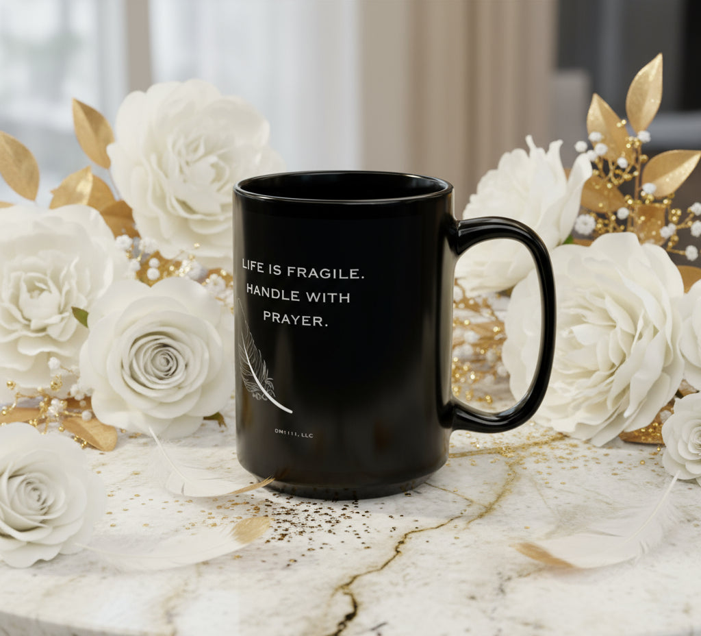 DM1111 "Handle With Prayer" Black Mug (11oz, 15oz)
