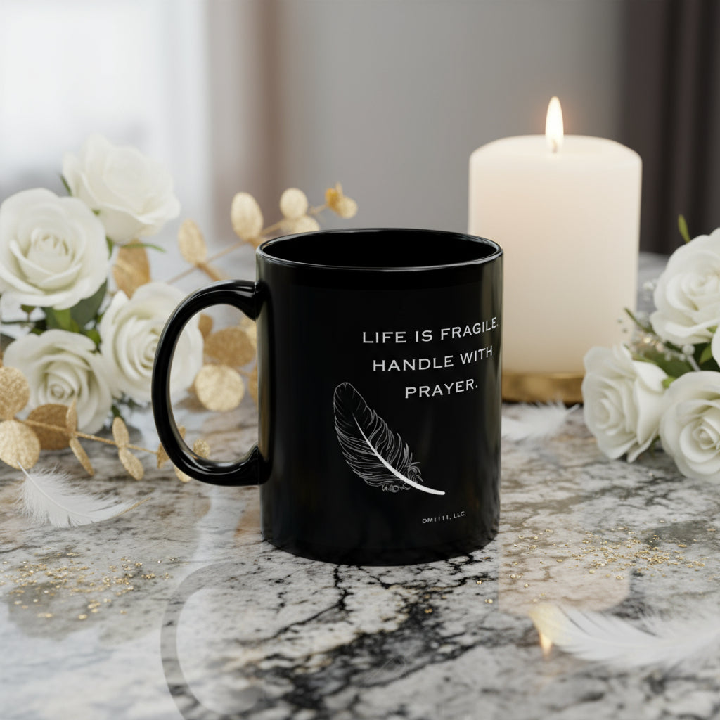 DM1111 "Handle With Prayer" Black Mug (11oz, 15oz)