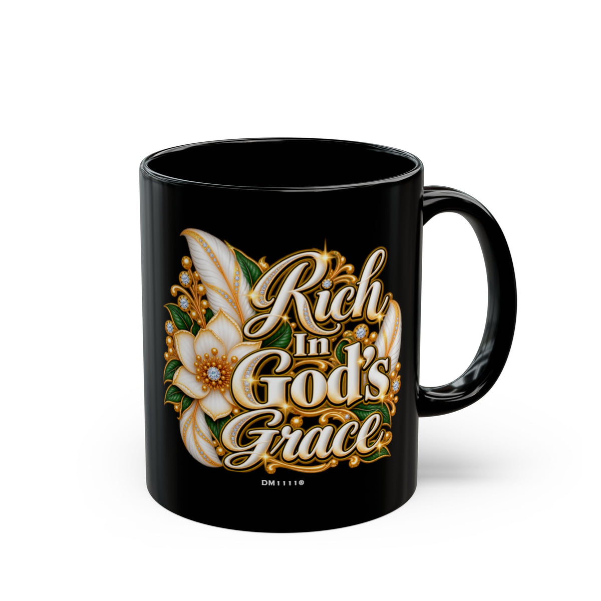 "Rich In God's Grace" Divine Faith mug (Black, 11oz/15oz)