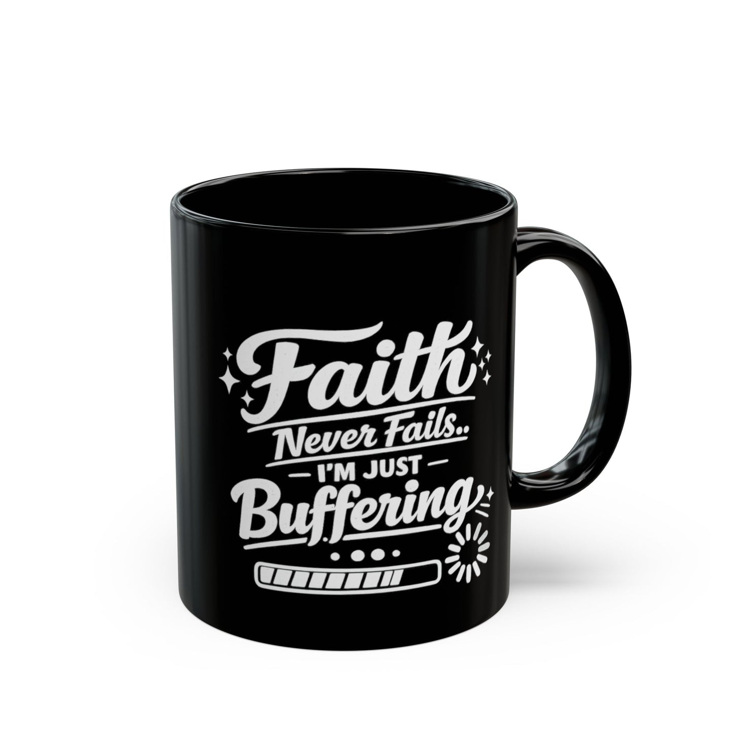 "Faith Never Fails, DF" Divine Faith mug (Black, 11oz/15oz)
