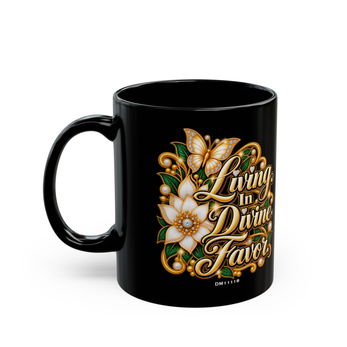 "Living In Divine Favor" Divine Faith mug (Black, 11oz/15oz)