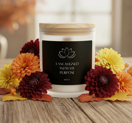DM1111 "I AM ALIGNED" Frosted Glass Meditation Candle, 11oz