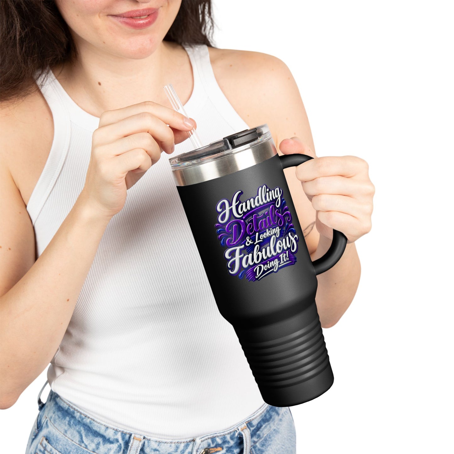Travel Mug — "Handling Details, DF" 40oz Insulated Tumbler