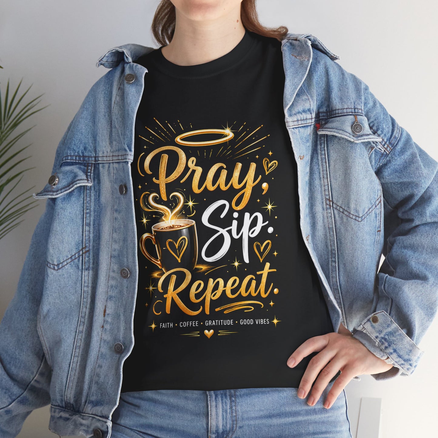 "Pray. Sip. Repeat DF" T-Shirt by DM1111