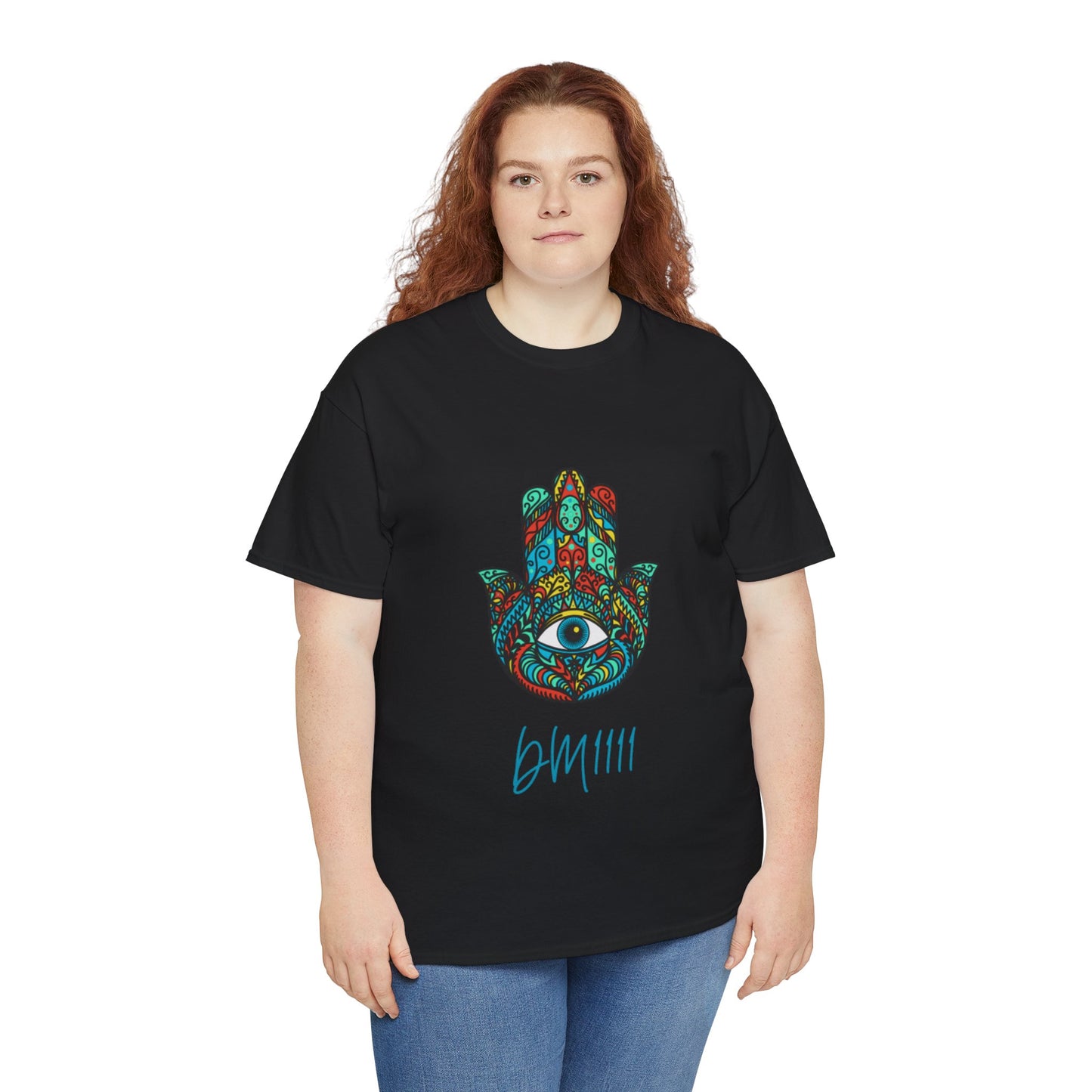 Green Hamsa Hand Eye DM1111 Unisex Heavy Cotton Tee