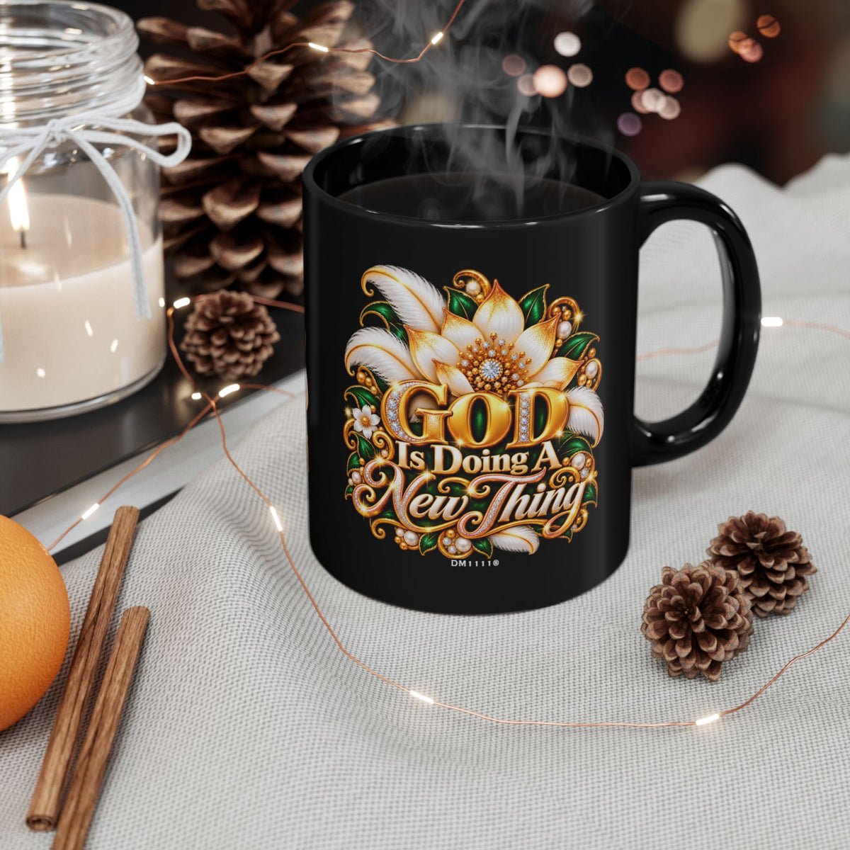"GOD Is Doing A New Thing" Divine Faith mug (Black, 11oz/15oz)
