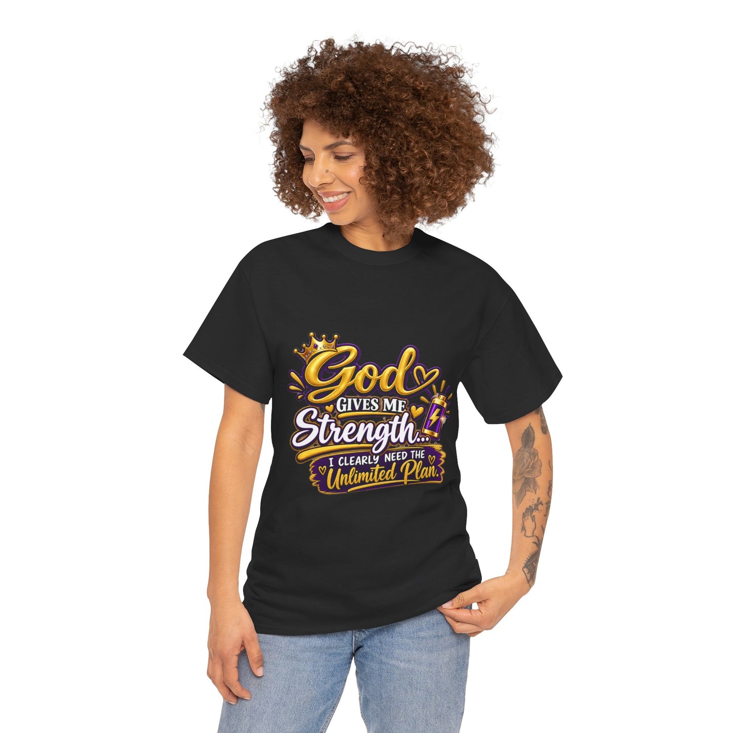 "God Gives Me Strength, DF" T-Shirt by DM1111