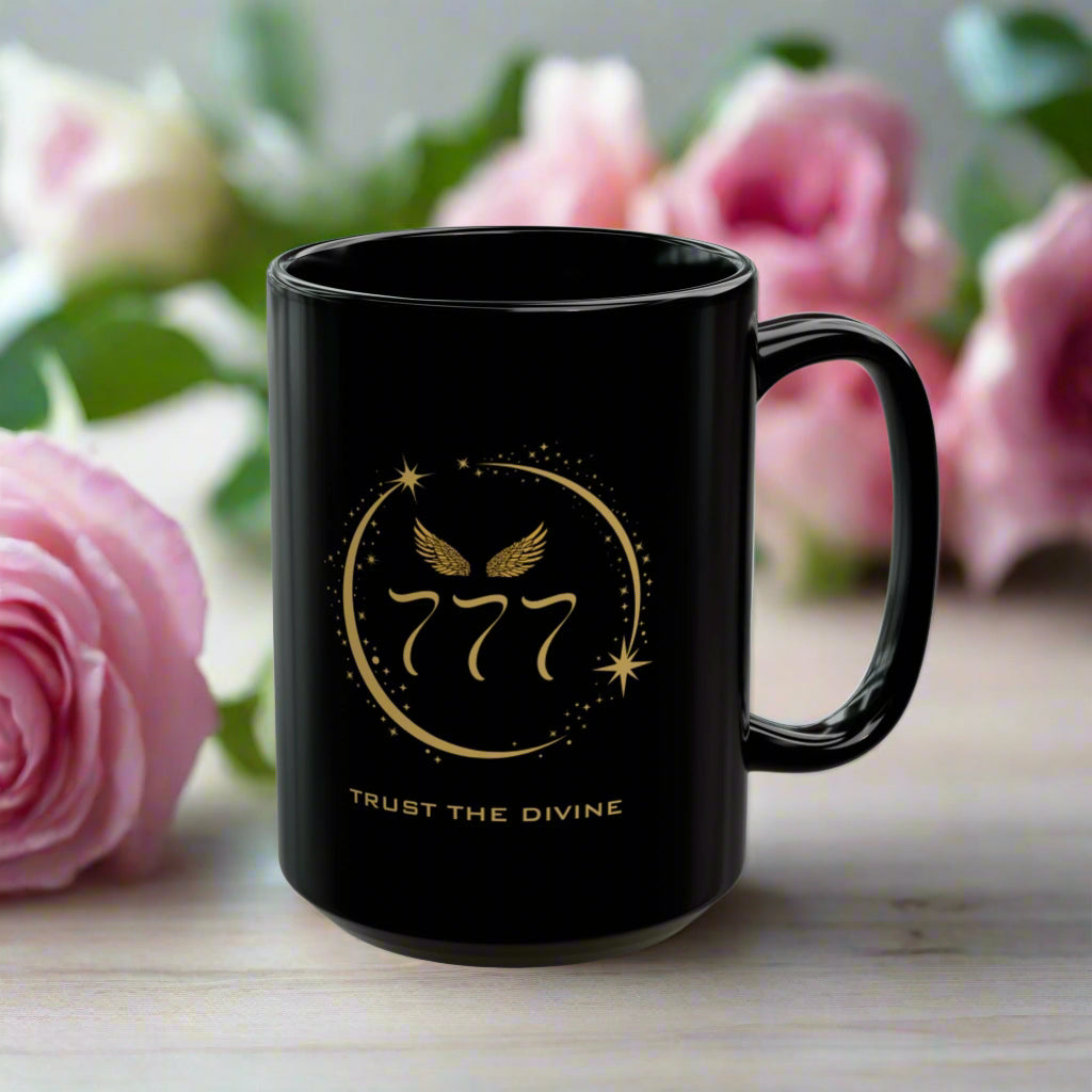 Angel 777 Affirmation DM1111 Black Mug (11oz, 15oz)