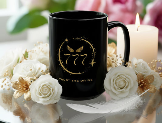 Angel 777 Affirmation DM1111 Black Mug (11oz, 15oz)