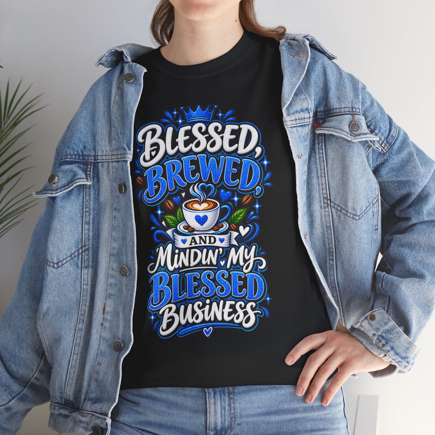"Blessed, Brewed, and Mindin, DF" T-Shirt by DM1111