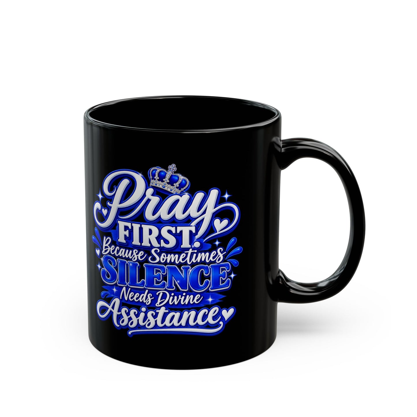 "Pray First, DF" Divine Faith mug (Black, 11oz/15oz)