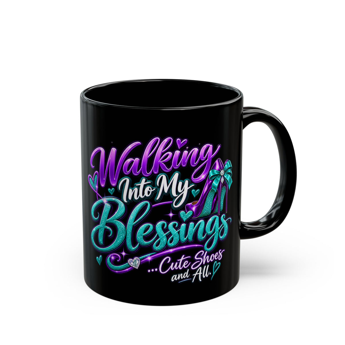 "Walking Into My Blessings, DF" Divine Faith mug (Black, 11oz/15oz)