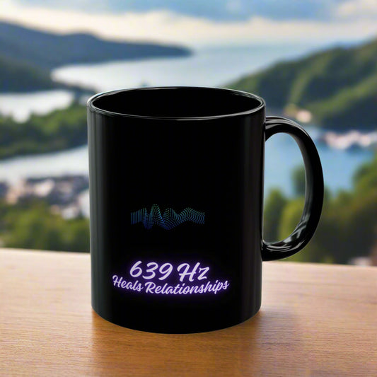 639 Hz Frequency DM1111 Black Mug (11oz, 15oz)
