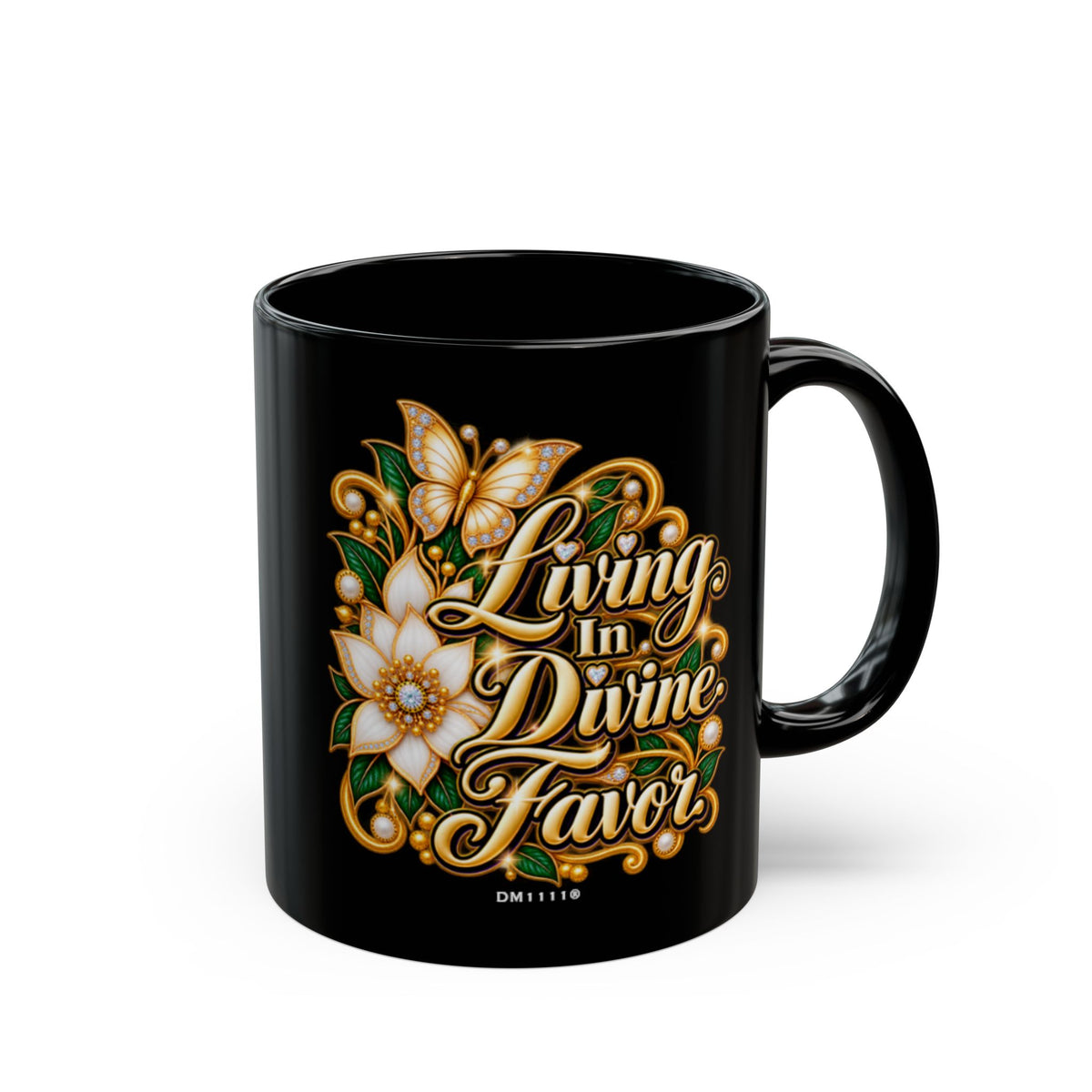 "Living In Divine Favor" Divine Faith mug (Black, 11oz/15oz)