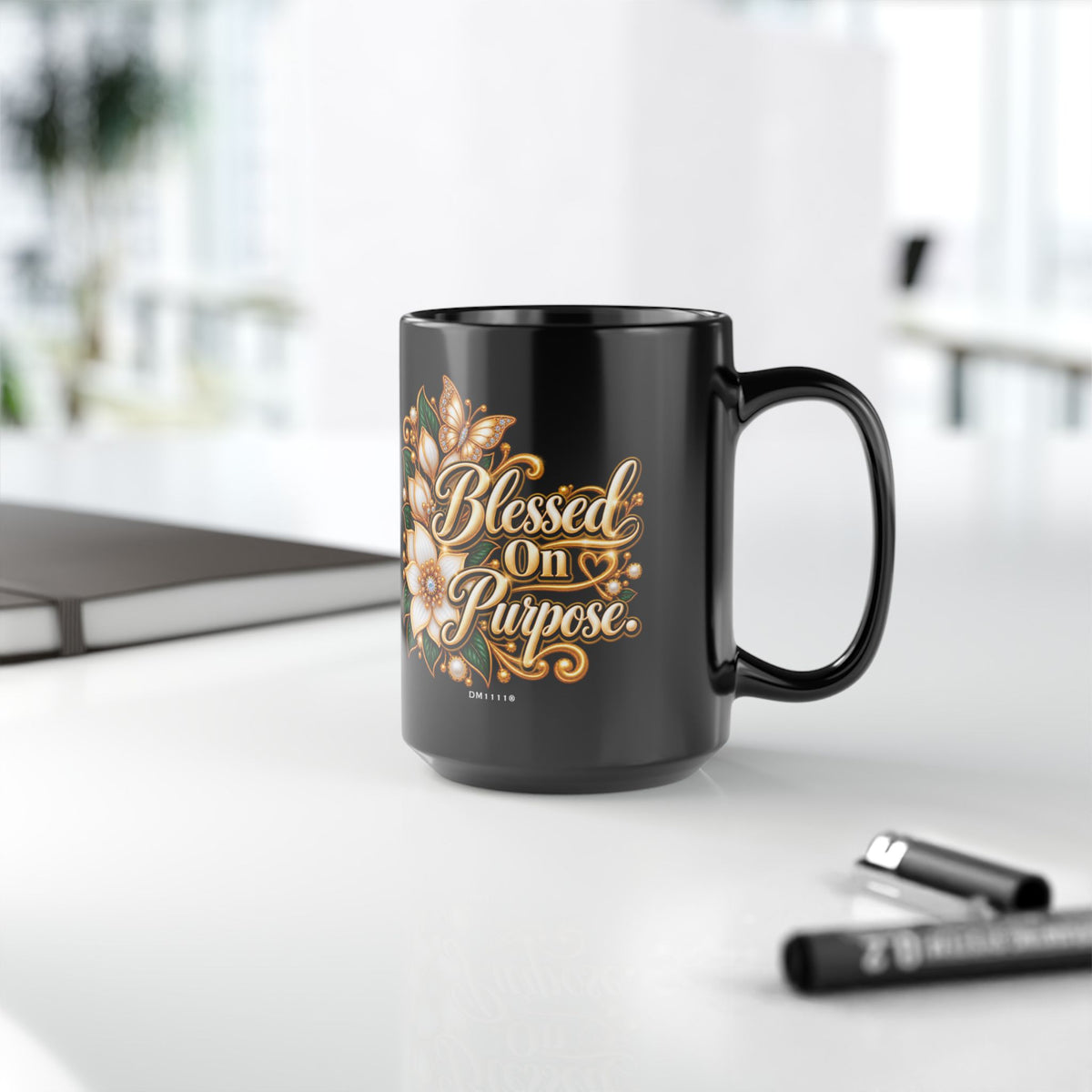 "Blessed On Purpose" Divine Faith mug (Black, 11oz/15oz)