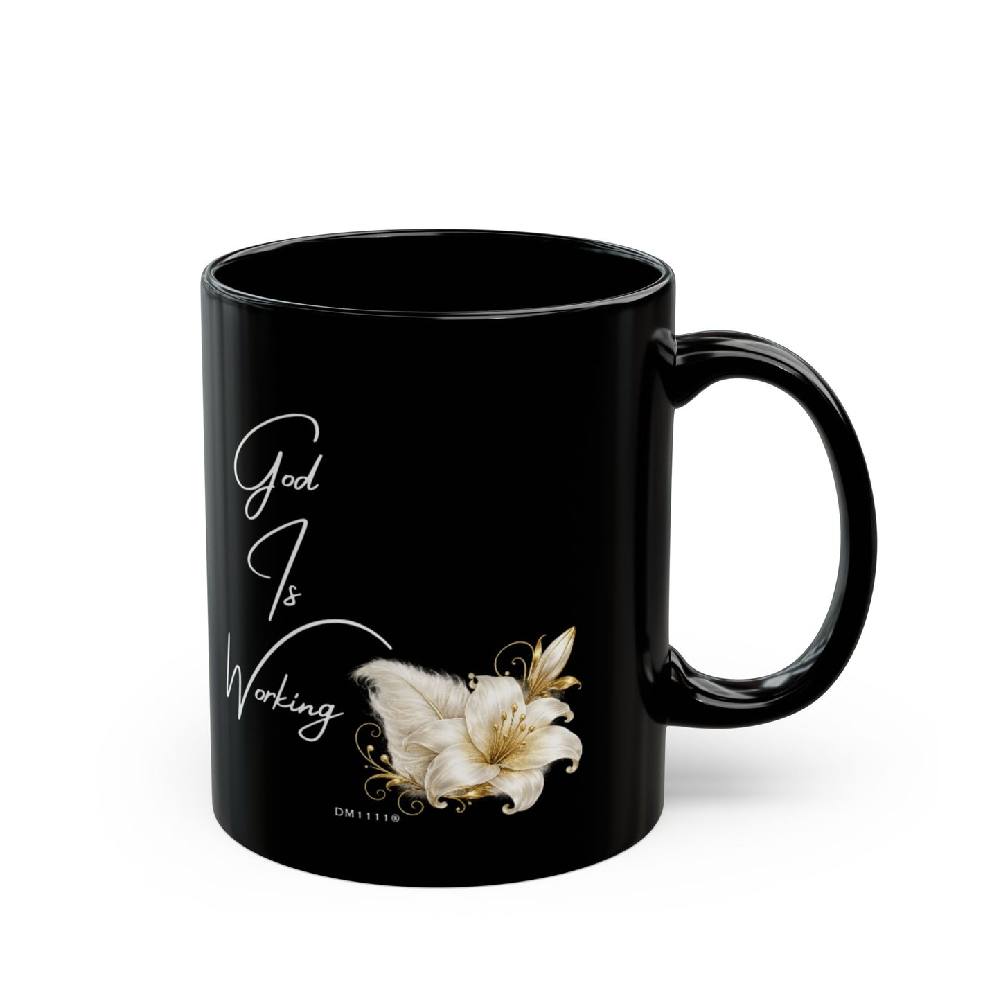 "God Is Working" Divine Faith mug (Black, 11oz/15oz)