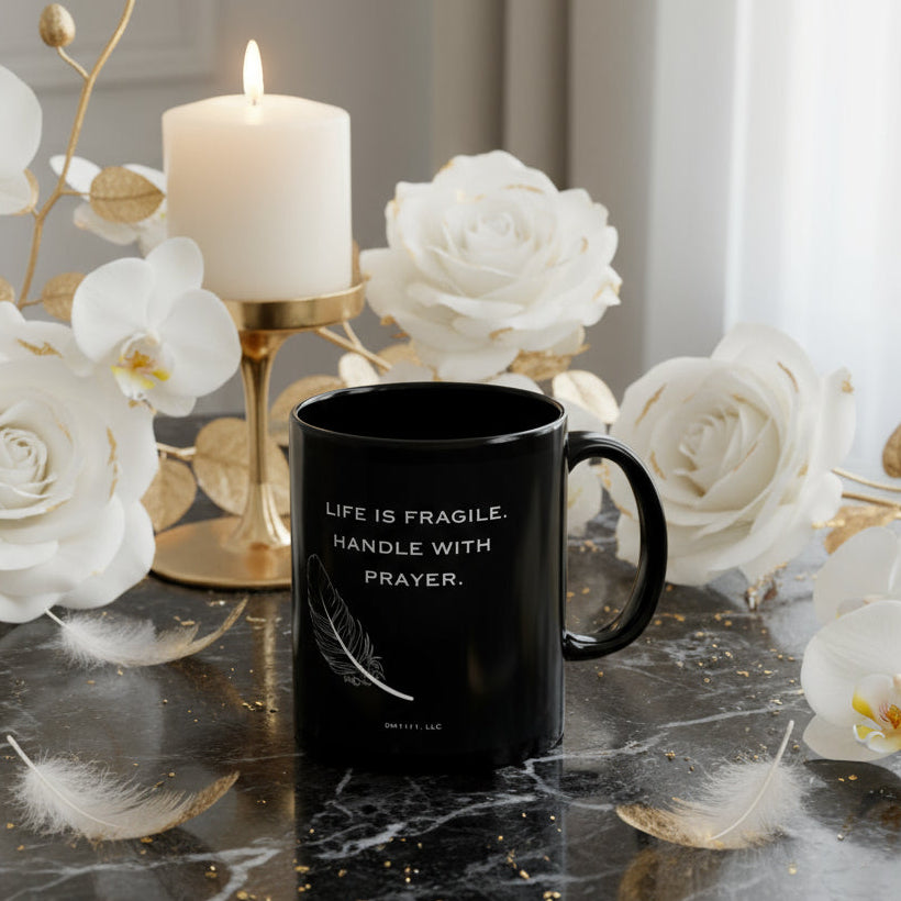 DM1111 "Handle With Prayer" Black Mug (11oz, 15oz)
