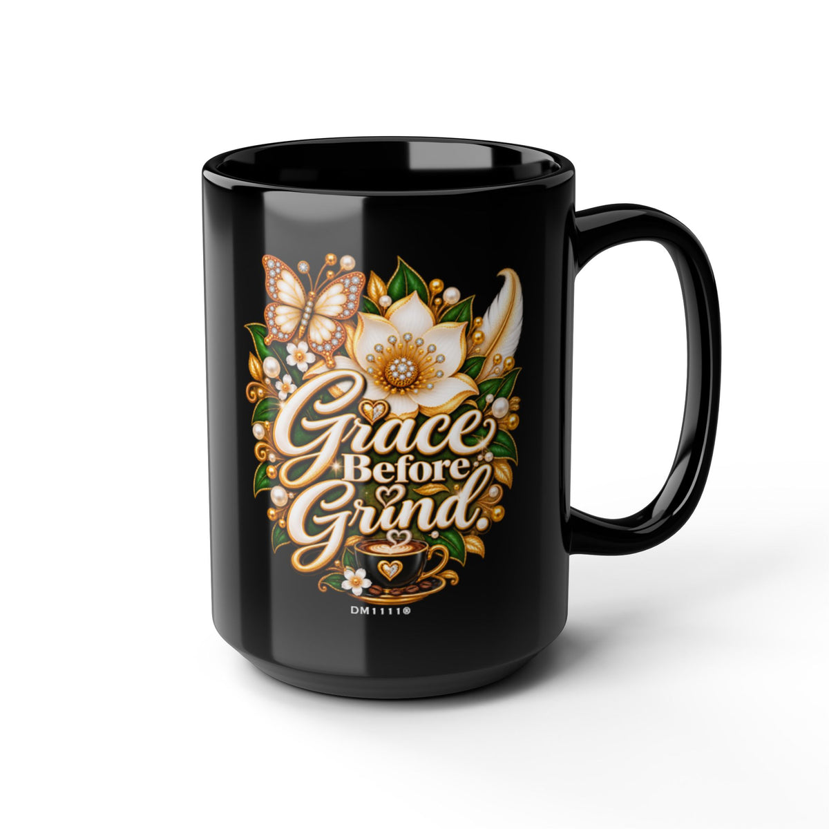 "Grace Before Grind" Divine Faith mug (Black, 11oz/15oz)