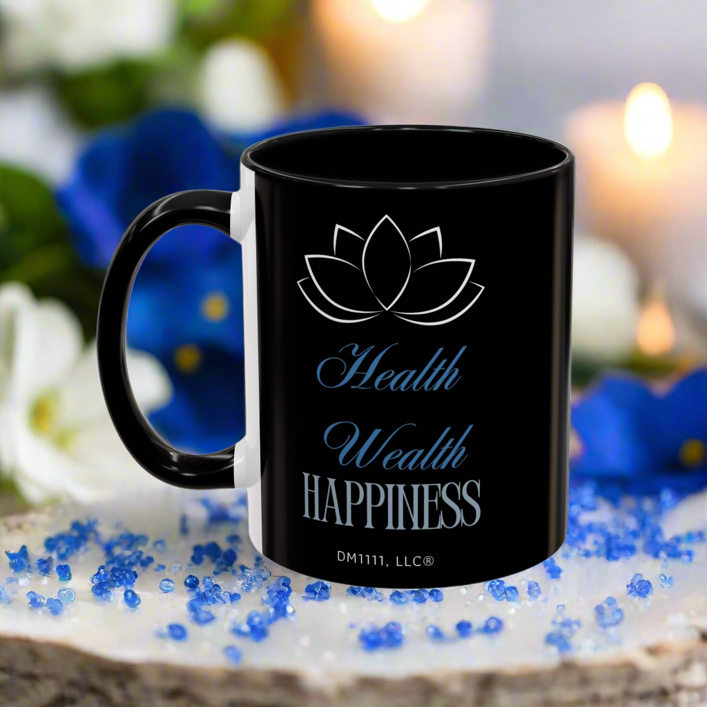 DM1111 "Health, Wealth, Happiness" Accent Coffee Mug (11, 15oz)