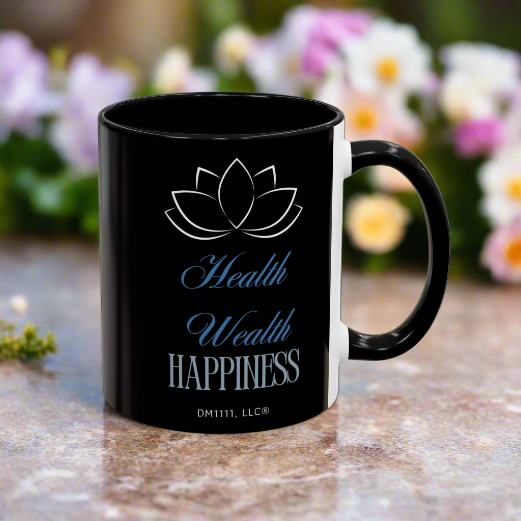 DM1111 "Health, Wealth, Happiness" Accent Coffee Mug (11, 15oz)