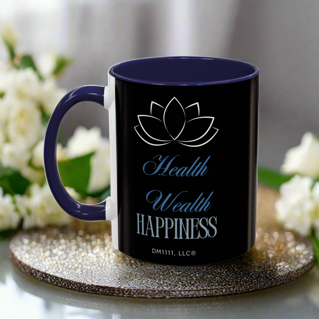 DM1111 "Health, Wealth, Happiness" Accent Coffee Mug (11, 15oz)