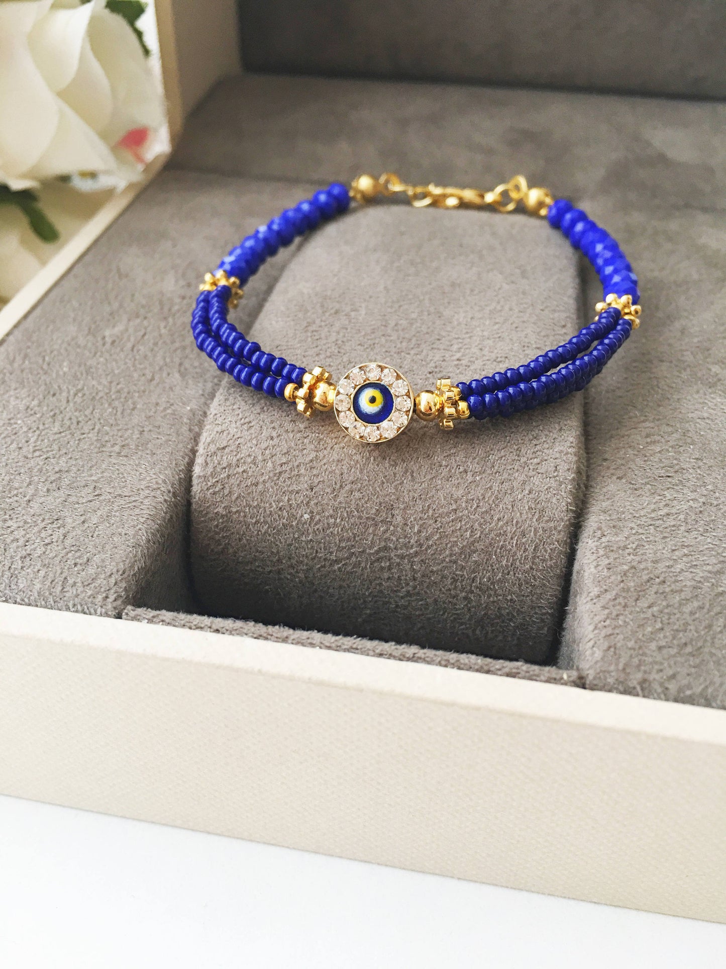 Blue Evil Eye Bracelet, Miyuki Beads Bracelet