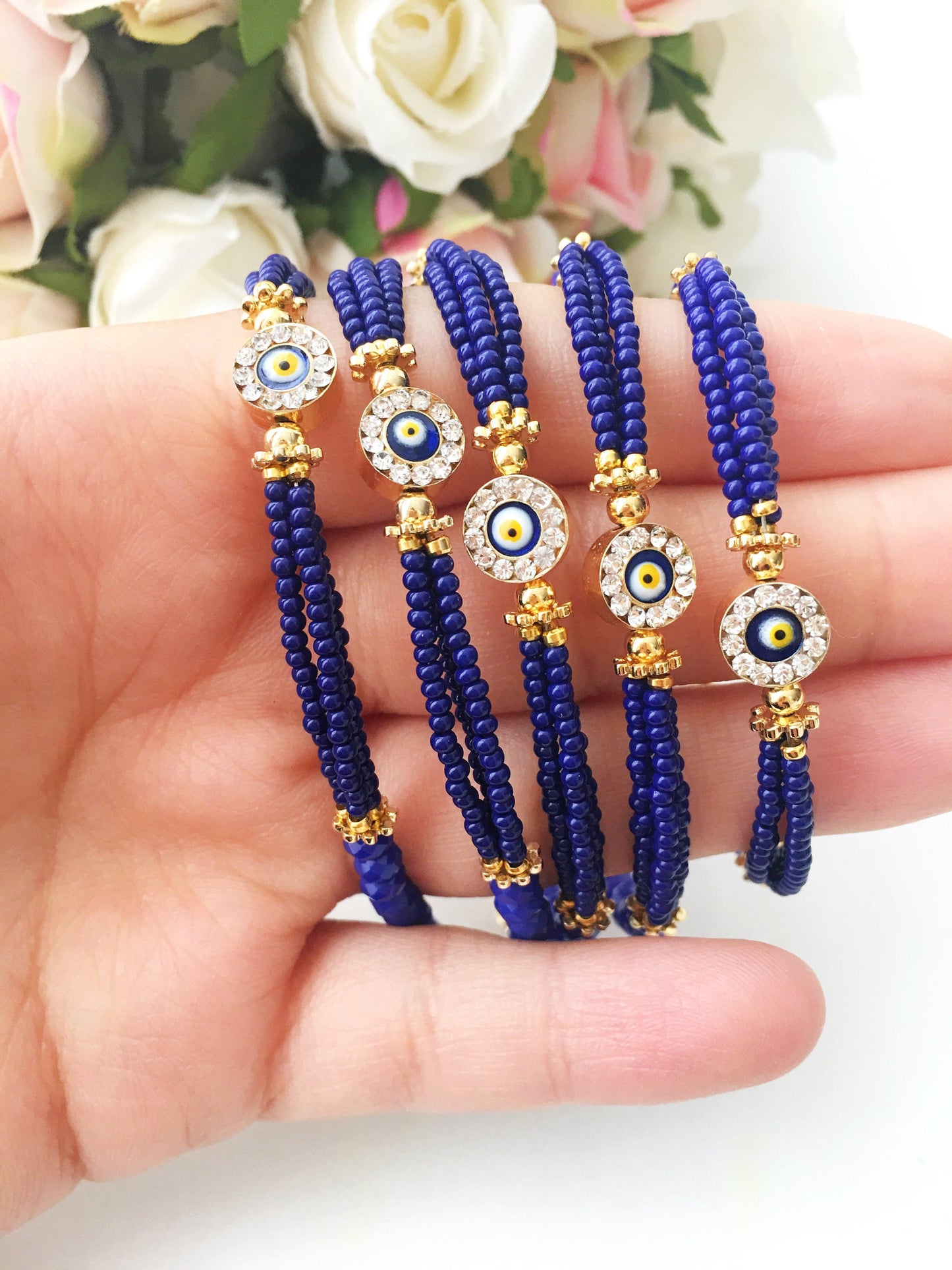 Blue Evil Eye Bracelet, Miyuki Beads Bracelet